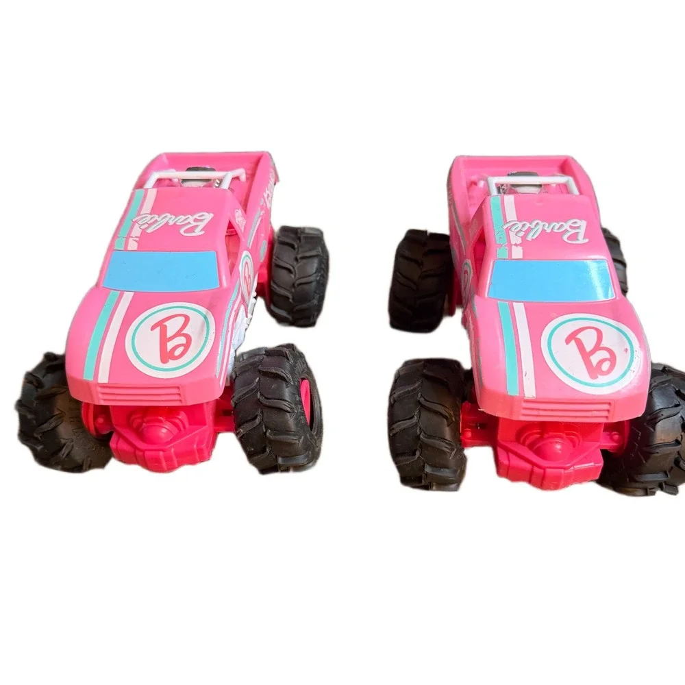 Hot Wheels Barbie Monster Trucks Pink HNV02 Set of 2 No Remotes